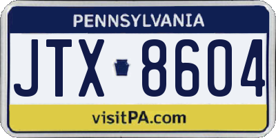 PA license plate JTX8604