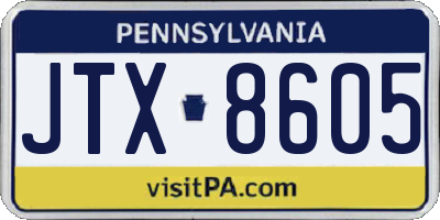 PA license plate JTX8605