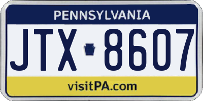 PA license plate JTX8607