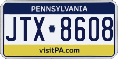PA license plate JTX8608