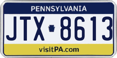 PA license plate JTX8613