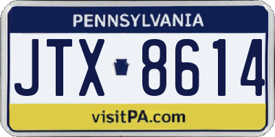 PA license plate JTX8614