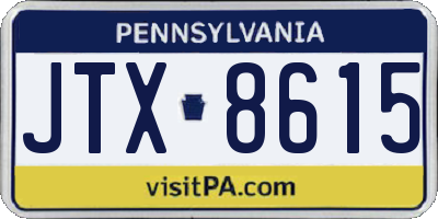PA license plate JTX8615