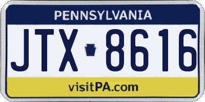 PA license plate JTX8616