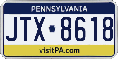 PA license plate JTX8618