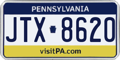 PA license plate JTX8620