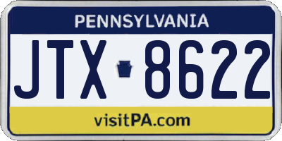 PA license plate JTX8622