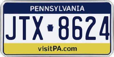 PA license plate JTX8624