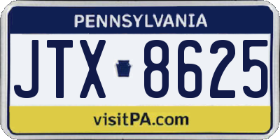 PA license plate JTX8625