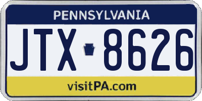PA license plate JTX8626