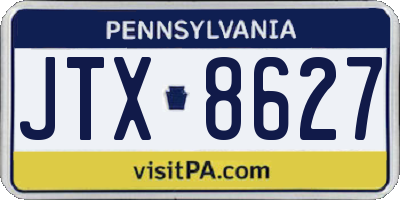 PA license plate JTX8627