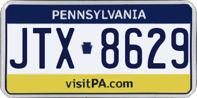 PA license plate JTX8629