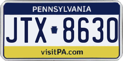 PA license plate JTX8630
