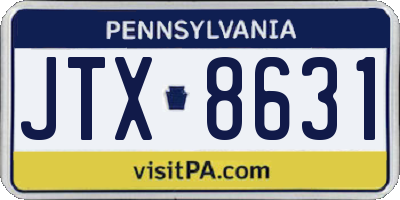 PA license plate JTX8631