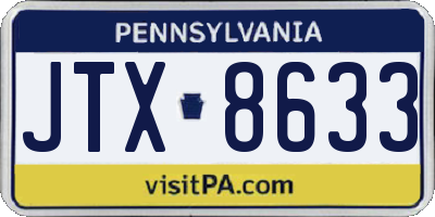 PA license plate JTX8633