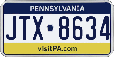 PA license plate JTX8634