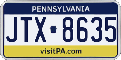 PA license plate JTX8635