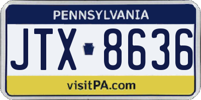 PA license plate JTX8636