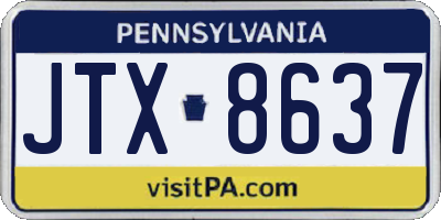PA license plate JTX8637