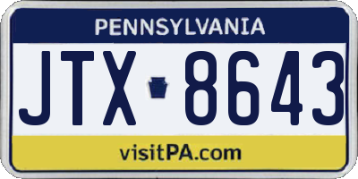 PA license plate JTX8643