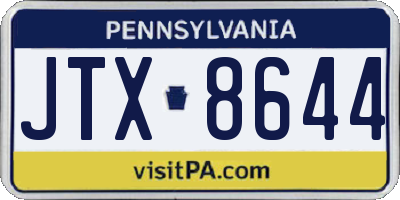 PA license plate JTX8644
