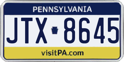 PA license plate JTX8645