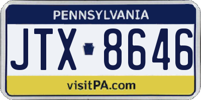 PA license plate JTX8646