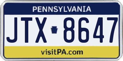 PA license plate JTX8647