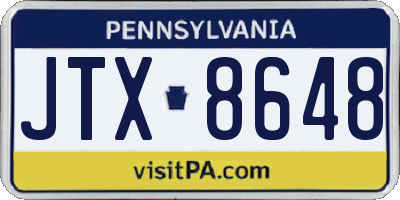 PA license plate JTX8648