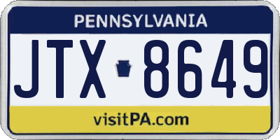 PA license plate JTX8649