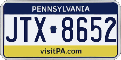 PA license plate JTX8652