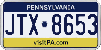 PA license plate JTX8653