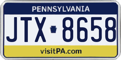 PA license plate JTX8658