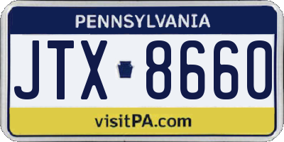 PA license plate JTX8660
