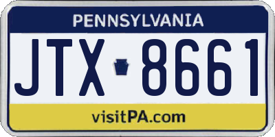 PA license plate JTX8661