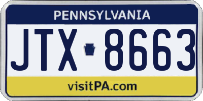 PA license plate JTX8663