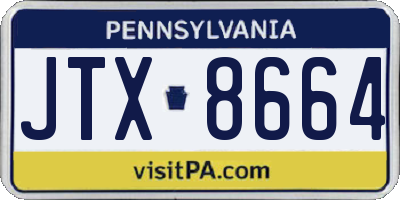 PA license plate JTX8664