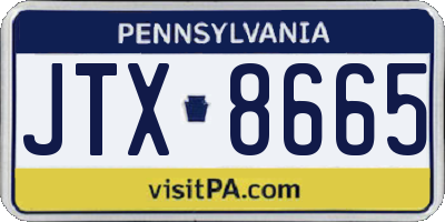 PA license plate JTX8665