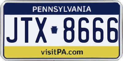 PA license plate JTX8666