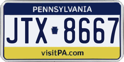 PA license plate JTX8667