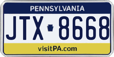 PA license plate JTX8668