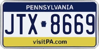 PA license plate JTX8669