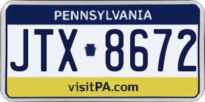 PA license plate JTX8672