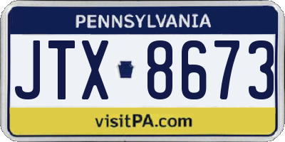 PA license plate JTX8673