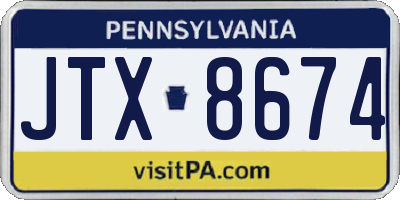 PA license plate JTX8674