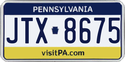 PA license plate JTX8675