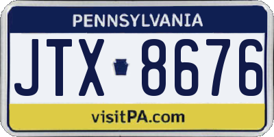 PA license plate JTX8676