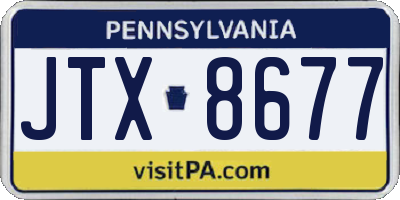 PA license plate JTX8677