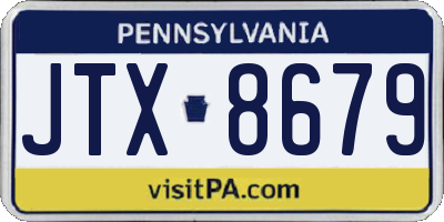 PA license plate JTX8679