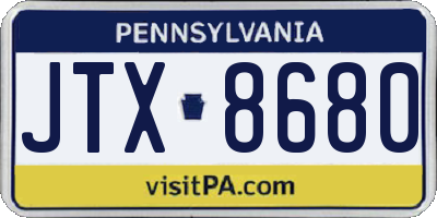 PA license plate JTX8680